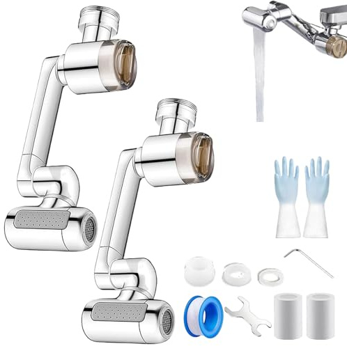 1080° Rotating Faucet Extender with Upward Facial Mist, 4 Water Modes & Built-in Filter, for Wash Hand/Hair/Face, Universal Fit (2PCS)