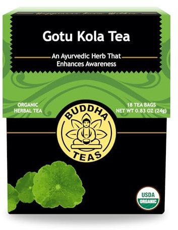 Buddha Teas Organic Gotu Kola Tea - OU Kosher, USDA Organic, CCOF, 18 Bleach-Free Tea Bags