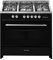 Meireles EV8 90 SP BL-D Cuisinière à gaz avec 5 brûleurs et four électrique Noir 90 cm