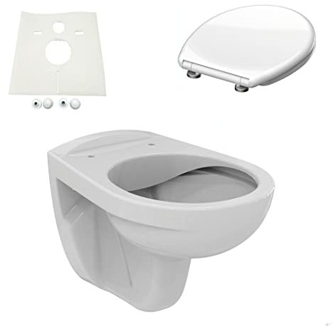 Ideal Standard Eurovit Wand Tiefspül WC, Spülrandlos mit LotusClean Beschichtung, ohne Spülrand mit Deckel