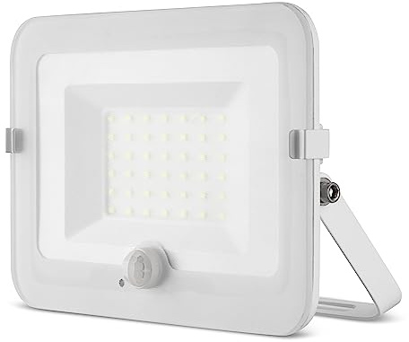 REV MIRANO Außenlampe mit Bewegungsmelder – IP44, LED Lampe 30W, 2700lm, 6500K, Erfassungswinkel 90° auf 7m – weiß