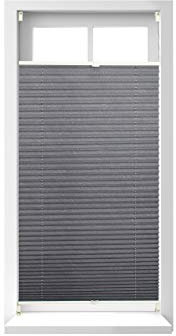 Relaxdays 1 x Plissee Rollo ohne Bohren, Klemmfix zum Kleben, Faltrollo lichtdurchlässig, Faltstore, BxH: 60 x 130 cm, grau