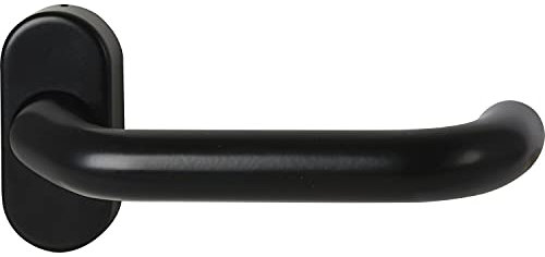 FSB 0 97 0625 01143 8120 Türgriff mit Rosette oval universal und Hochhaltefeder, Türdrücker für Rahmentüren, Aluminium tiefschwarz 970625011, Silber