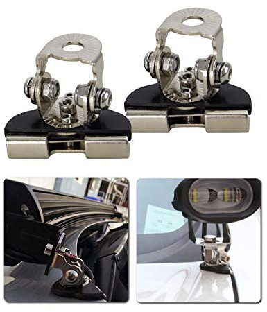 RIGIDON 2x mini led arbeitsscheinwerfer led lichtleiste halterung clip | universal, edelstahl, motorhaubenhalter schelle halterung, scheinwerfer, für auto offroad SUV traktor LKW KFZ 4x4 fahrzeuge