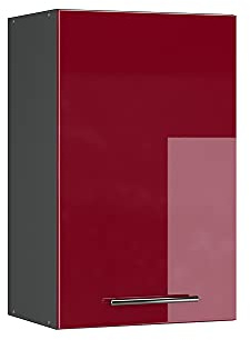 Vicco Hängeschrank Fame-Line, Bordeaux Hochglanz, 45 cm | MDF-Front · Soft-Close · 2 Einlegeböden · Metallgriffe · ✓ Praktischer Stauraum