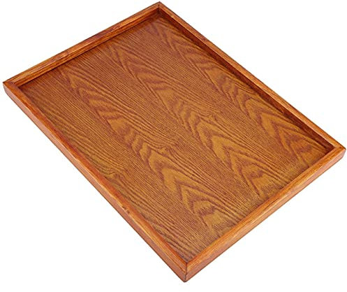 Vassoio da Tè in Legno, Vassoio in Legno Rettangolare, Vassoio da Portata in Legno di Bambù Naturale, Snack Piatto di Conservazione Alimenti per Hotel Casa (36 * 27cm)