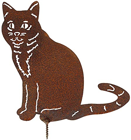 Manufaktur Lichtbogen Rost Katze sitzend zum Einschrauben