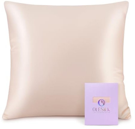 OLESILK Seidenkissenbezug 40x40 für Haar und Haut, Pfirsich Rosa | 100% echte Maulbeerseide, sehr weich & hautfreundlich, edle Optik, verdeckter Reißverschluss, Öko-Tex, 1 Stück.