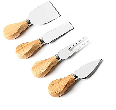 caihuashopping Käseschneider Käseschneider Set Stahl Edelstahl edelkäse Slicer Cutter holzgriff Mini Messer, buttermesser, spatel & Gabel küche kochwerkzeug 4 stücke Käsehobel (Color : 4 PCS)