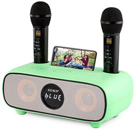Cassa Bluetooth Karaoke,karaoke con2 UHF- Microfoni Wireless professional,Karaoke Professionale Completo,Supporto AUX/USB/TF,Ideale per Karaoke Domestico,Feste Canore