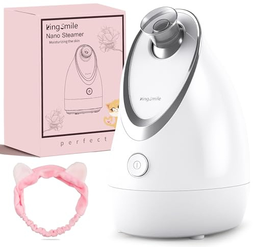 Kingsmile Facial Steamer for Face, 3 in 1 Face Steamer for Facial Deep Cleaning, Compact Nano Steamer - Aromatherapy, Adjustable Nozzle Warm Steam for Home SPA, Face Steamer for Sinuses with Hairband