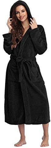 Unisex Bademantel Lang mit Kapuze Kapuzenhandtuch Poncho Für Erwachsene Bademantel Damen Lang Kapuze Frottee Velours Fleece Morgenmantel Lang