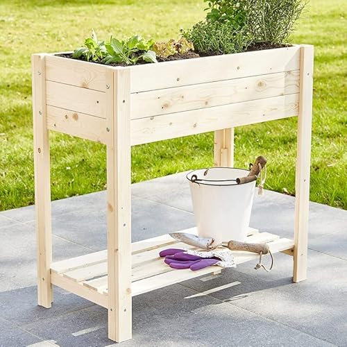 BB Loisir Carré Potager sur Pied en Bois de pin Massif avec étagère Stable et Toison intérieure modèle 511