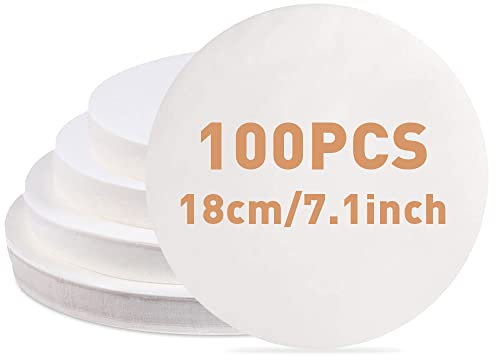 La Llareta 100 Pcs Round Baking Parchment Paper, 18cm Circle Cake Tin Liners, Non-Stick Greaseproof Paper Sheets, for Pizza, Air Fryer, Bakeware, Grilling, Burgers