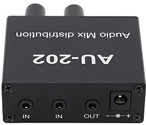 2 in 2 Out Mini Mixer Audio Line Mixer Scheda Audio Console Musicale Power Stereo con Adattatore di Alimentazione