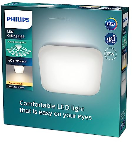 PHILIPS myLiving Mauve LED Deckenleuchte (12 W), LED Leuchte mit warmweißem Licht, energiesparende Raumbeleuchtung mit EyeComfort, weiß