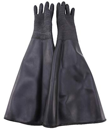 Fhjsyeirly Rubber Black Sandblaster Gloves Stripe Abrasive Sand Blasting Gloves for Blasting Cabinet 65x30cm