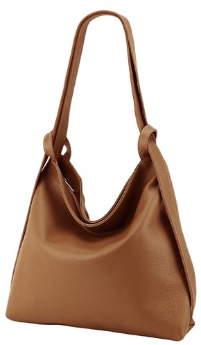 SH Leder 2in1 Handtasche Rucksack Damen Schultertasche DayPack CityRucksack aus Echt genarbt Leder (B 37cm x H 35cm) Rica G699