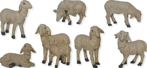 FADEDA 7X Schafe/Höhe:7 cm/handbemalt/detailgetreue Krippen Figuren - Weihnachten Tisch Dekoration Krippe Zubehör