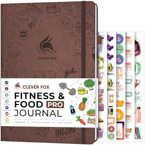 Clever Fox Fitness & Food Journal PRO – Daily Workout & Meal Planner for Women & Men – Exercise & Weight Loss Diary Notebook, 7.3x10.4” (Dark Terracotta)