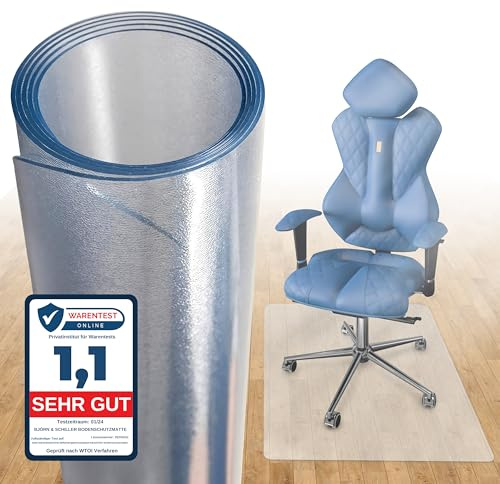 Björn&Schiller Bodenschutzmatte 100 x 120 cm Kratzschutz Schreibtischunterlage, Transparent, rutschfeste Bürostuhlunterlage, Bodenmatte, Stuhlunterlage, Stärke: 1,5 mm