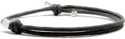 Nato Cuff – paracordarmband 2 mm och silver 925 – justerbart dam- eller herrsmycke designad och sammansatt i Frankrike, Justerbar, Sterlingsilver Nylon