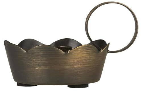 Kerzenhalter mit gewellter Kante und Henkel, Ib Laursen, Metall für Kerzen mit Durchmesser 2-2,2cm