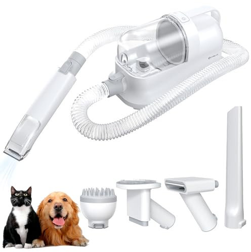 RUYICZB Soffiatore per Cani, Aspira Peli Cane & Gatto,Tosatrice per Cani, Tagliaunghie Cani, Spazzola Peli Gatto, Strumento da Toelettatura Elettrico Tutto-in-Uno per Animali Domestici