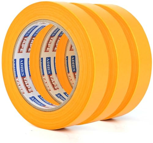 ADHES 3 Rollos De Cinta De Carrocero De Precisión, Automotriz Cinta Adhesiva Para Enmascarar, Para coche Modelo De Pintura, Pintura De Automóviles DIY, Alta Temperatura, 19mmx 50m Washi Tape