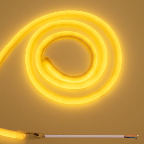 BENLUN 360 Grad Neon LED Strip 5M, 24V 3000K Warmweiß LED Streifen Outdoor Wasserdicht, Flexibles LED Band 8W/M, Lichtband für Garten, Innenhof (Produkt ohne Netzteil)
