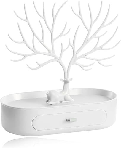 Support à bijoux, arbre à bijoux porte-bijoux 3 en 1 avec tiroir, support à bijoux, rangement de bijoux pour femmes, pour bagues, bracelets