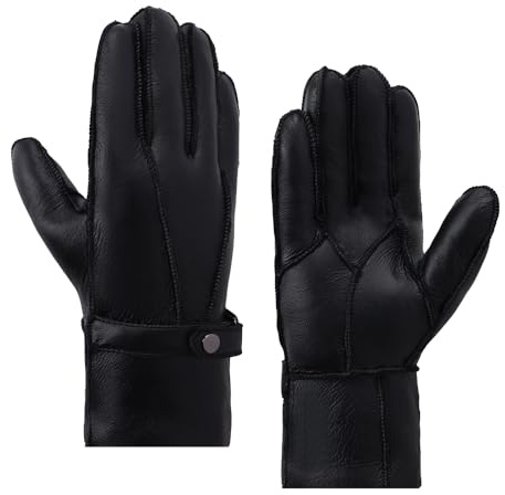 MGGMOKAY Männer Shearling Handschuhe Herren Lederhandschuhe Shearling Warme Winterhandschuhe