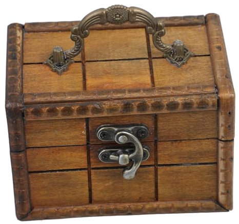 Cabilock Wooden Lock Box Vintage Small Treasure Chest with Latch Hinged Lid Rustic Keepsake Case for Jewelry Storage and Home Decor