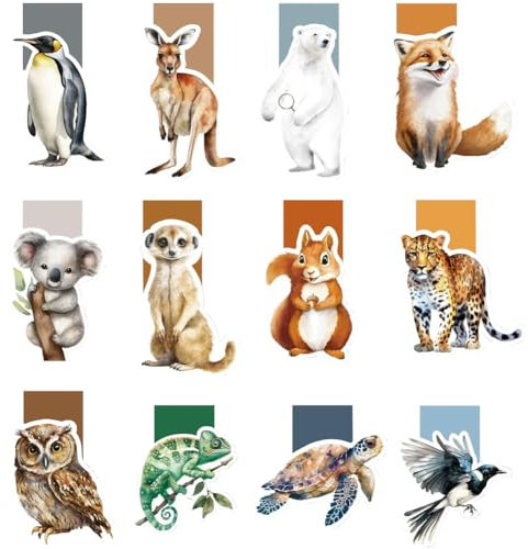 NIEEKRUN Magnetische Lesezeichen Tiere, 12 Stück Niedliche Tier Lesezeichen, Magnetic Bookmark, Hochwertiges Papier, Sanfte Magnetkraft für Kinder, Schüler, Buchliebhaber