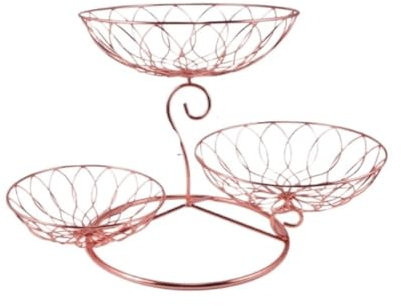 JYARZ Bread Basket Vegetable Rack Metal Fruit Basket Multi-layer Rose Gold Fruit Basket Kitchen Counter Can Place A Variety Of Fruit Tray Decorative Fruit(C)