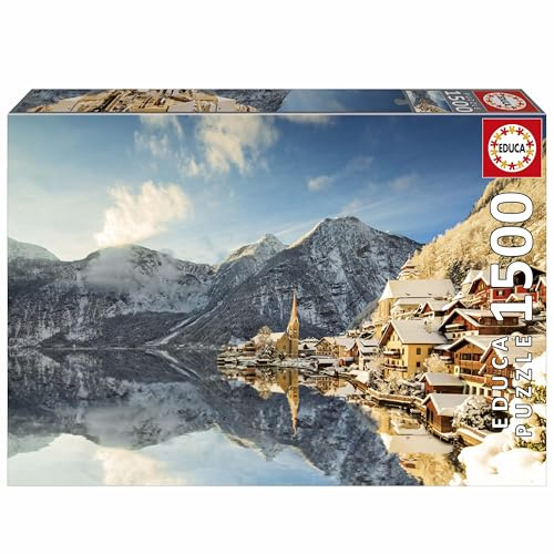 Educa - Puzzle de 1500 Piezas para Adultos | Invierno en Hallstatt. Incluye Pegamento Fix Puzzle. Medidas: 85 x 60 cm. A Partir de 14 años (20284)