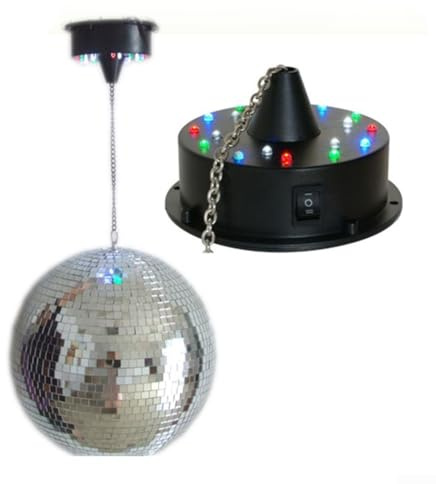Getdoublerich Fernbedienung Discokugelmotor, verstellbarer Spiegelkugel-Drehmotor mit Geschwindigkeitseinstellung und farbigen LED-Lichtern für Party-Dekoration, Band Bar (Deckenmotor)