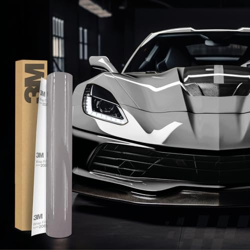 3M 2080 Car Wrapping Folie 30x152cm Selbstklebende Autofolie für Auto Motorrad Boot 3D Lackschutzfolie mit Luftkanälen zum Folieren (HG31 High Gloss Storm Grey)