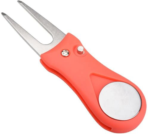 Osmond Rotes Golf-Rasenwerkzeug mit Magnetischen Golfballmarkern, Pitchgabel-Reparatur-Werkzeugmarkern