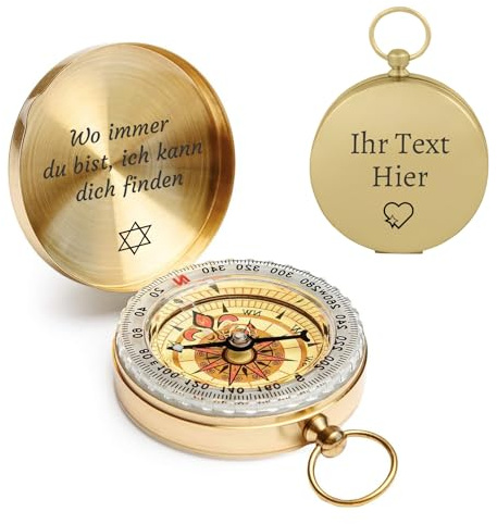 Personalisierte Kompass Outdoor Benutzerdefinierter tragbarer Outdoor Kompas mit Leuchtziffern Wasserdicht Kompass für Männer und Frauen, Wandern, Camping, Jagd