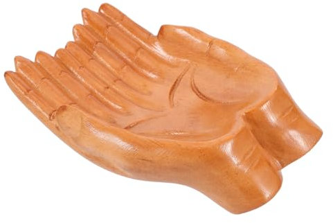 COLLBATH Bol Décoratif Sculpté Main Bois Plateau De Service Pour Table Basse Entrée Rangement De Clés Fruits Et Collations