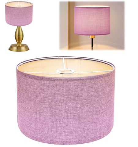 Paralume in tessuto di lino, realizzato a mano, per lampada da terra, lampada a sospensione e lampada da tavolo, attacco E27, luce antiriflesso, diametro 30 cm x altezza 20 cm (rosa)