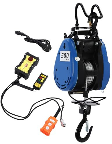 Levkitch 220V 500KG Electric Hoist,1800W Motor Winches with Limit Protection,Wired Hand Remote Control Lifting Speed 13m,Lifting Height 29m,Electric Pulley System