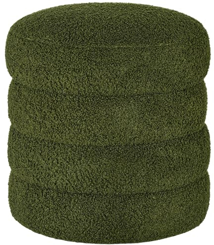 HOMCOM Sitzhocker Fußhocker Rund mit Sitzkissen Grün Ø40 x 45 cm