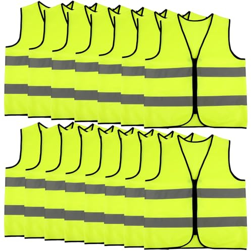 15 Pcs Kids Hi Vis Safety Vests High Visibility Reflective Vest Hi Vis Vests with Reflective Strips for Children Outdoor Construction Play School Traffic Activities ((XL(52 x 53 cm, 13-15 Years))