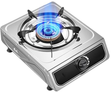 Fornello a gas portatile, piccolo fornello singolo a risparmio energetico, con supporto for pentola seghettato a cinque angoli, adatto for picnic in famiglia all'aperto.(LPG)