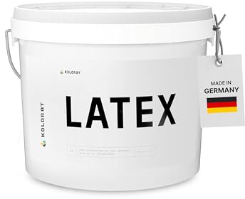 Kolorat® Latexfarbe, weiß 5L – Abwaschbar & seidenmatt | Made in Germany | Hochdeckend, geruchsarm, abwaschbar, seidenmatt, für Küche, Bad & Flur, kühles Hellgrau