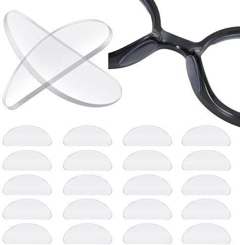 Yesimola 40 Paar D-Form Silikon Nasenpads Antirutsch Selbstklebend, Weiche Rutschfeste Nasenpolster für Brillen & Sonnenbrillen, Transparente Klebende Nasenpads mit Haftrückseite