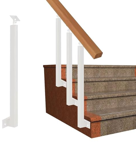 Barandilla de escalera ajustable de 270°, color blanco, balaustre cuadrado para montaje lateral, ideal para escaleras interiores, áticos y terrazas, tamaño: 110 cm