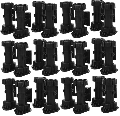 DOITOOL 12 Sets Adjustable Cabinet Leveling Feet Thickened Height Legs with Screws Furniture Levelers for Kitchen Cabinets Sofas Tables Workbenches Easy Installation Strong Load Capacity
